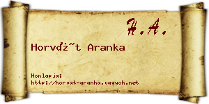 Horvát Aranka névjegykártya